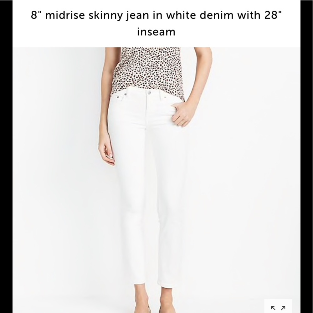 J crew white skinny jean 25/28